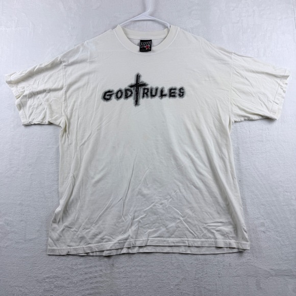 Top Heavy Other - Top Heavy T-Shirt God Rules Cross Graphic White XL